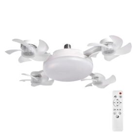Ventilador Teto Dobrável LED Controle Remoto Luminária