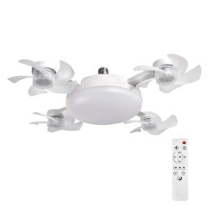 Ventilador Teto Dobrável LED Controle Remoto Luminária