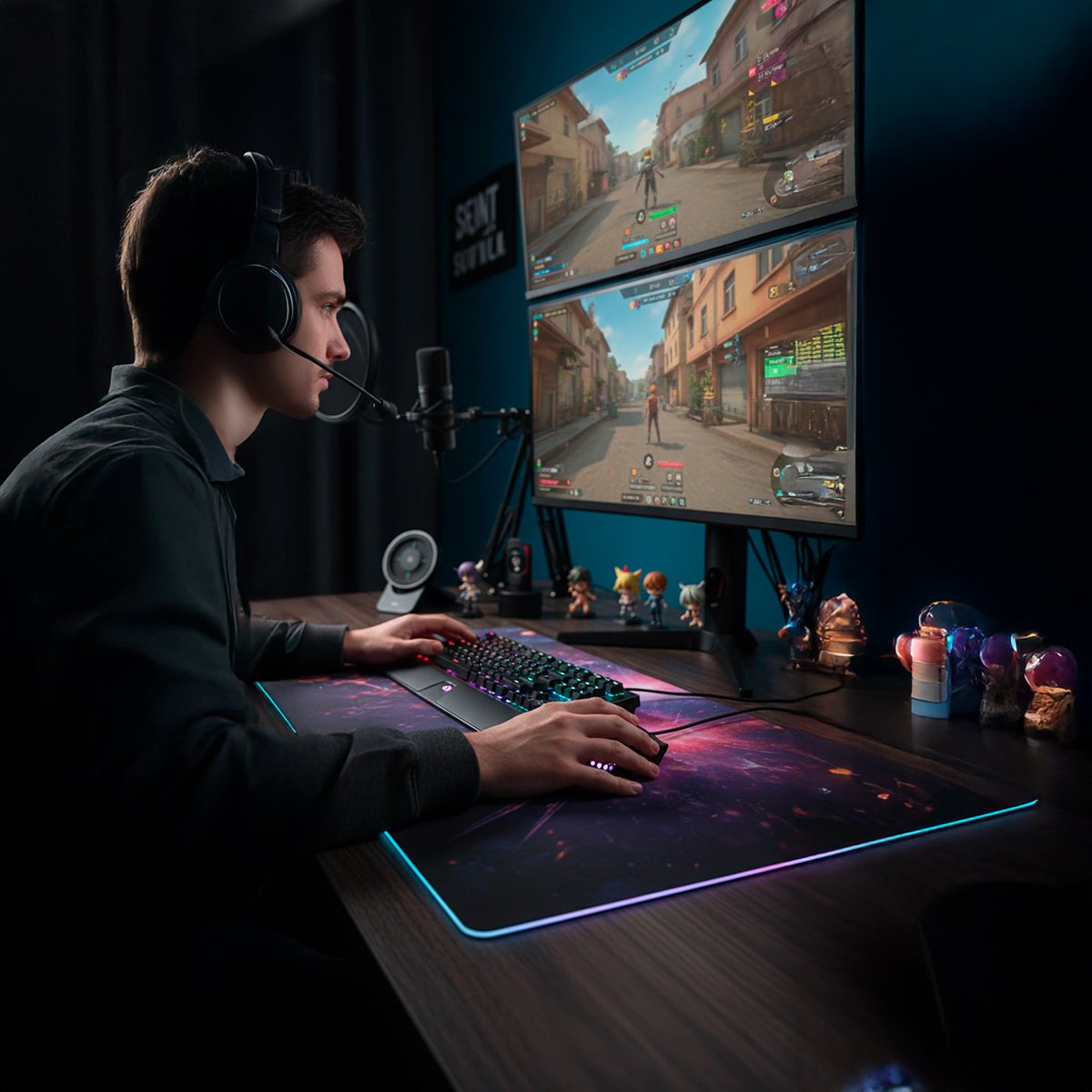 Mouse Gamer Luz LED com Fio Preto Informática Computador - Imagem 4