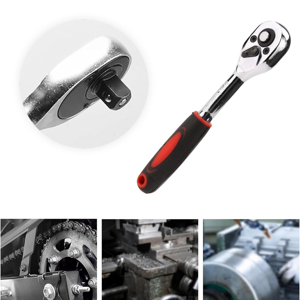 Jogo De Soquete Aço Crv 1/4 Catraca Chave Allen Maleta 46 Peças Cor:Vermelho - Imagem 3