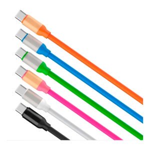 Cabo Carregador USB C Colorido Silicone Telefone Carregamento Cor:Laranja